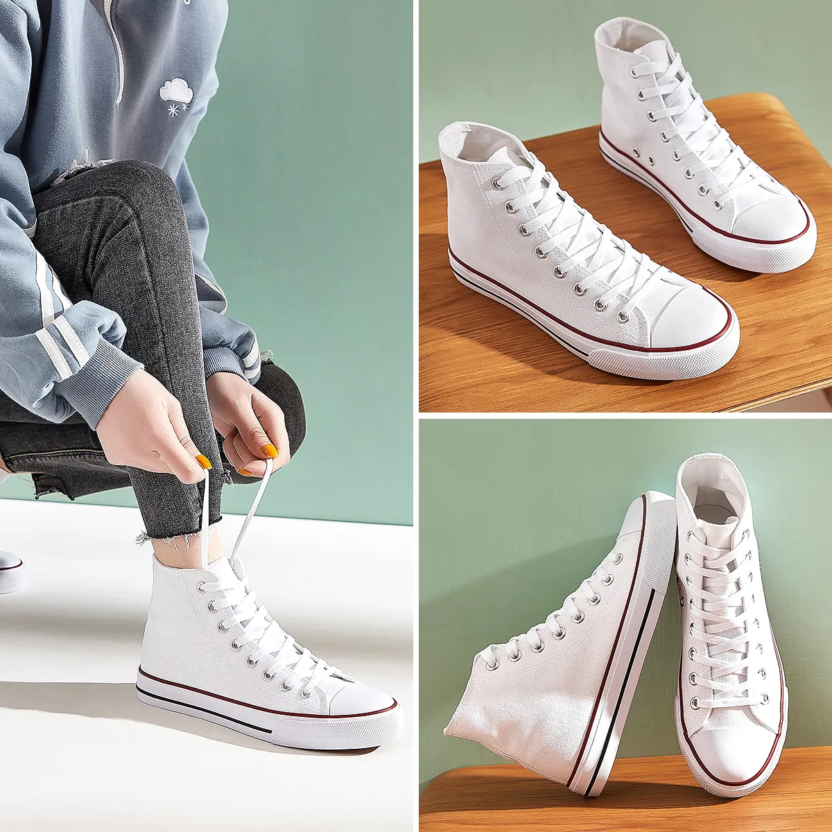 Xrh Chất Lượng Tốt Cao Top Canvas Hợp Thời Trang Giày Phụ Nữ Giản Dị Sneaker Giày Ren up Biểu Tượng Tùy Chỉnh Sneakers Giày Vải