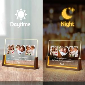 <span class=keywords><strong>Lampe</strong></span> de nuit photo <span class=keywords><strong>personnalisée</strong></span> en acrylique 8 pouces avec base en <span class=keywords><strong>bois</strong></span> de noyer en forme de U, cadre photo LED, cadeau pour femmes, hommes, anniversaire, Noël - Product Image 3