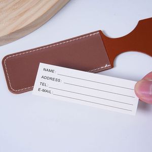 Étiquette de bagage anti-perte en cuir PU épaissi avec logo personnalisé, style frais et élégant, avec longue bande de suspension et papier de signature intérieur - Product Image 2