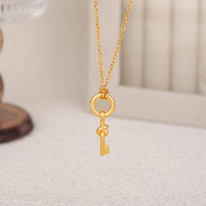 Collar con Colgante de Nudo de Cadena de Eslabones Unisex, Elegante y con Textura Clásica de Valiana, para Parejas - Product Image 3