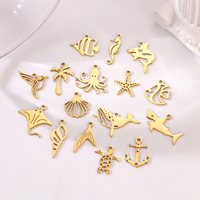 Tortue de mer étoile de mer coquille queue de poisson requin breloques acier inoxydable océan animaux pédants collier Bracelet balance bijoux fournitures