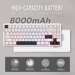 Venta al por mayor HI86 Inalámbrico RGB 75% Diseño Aluminio RGB Retroiluminado Mecánico Gaming Keyboard Hot Swap Tipo-C Teclado Recargable - Product Image 5