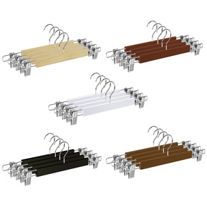 Tự Nhiên Tái Chế Lớp Một Gỗ Jeans Váy Móc Áo Với Di Chuyển Clip Chống Gỉ Móc Quần Móc Áo Cho Tủ Quần Áo Sử Dụng - Product Image 6