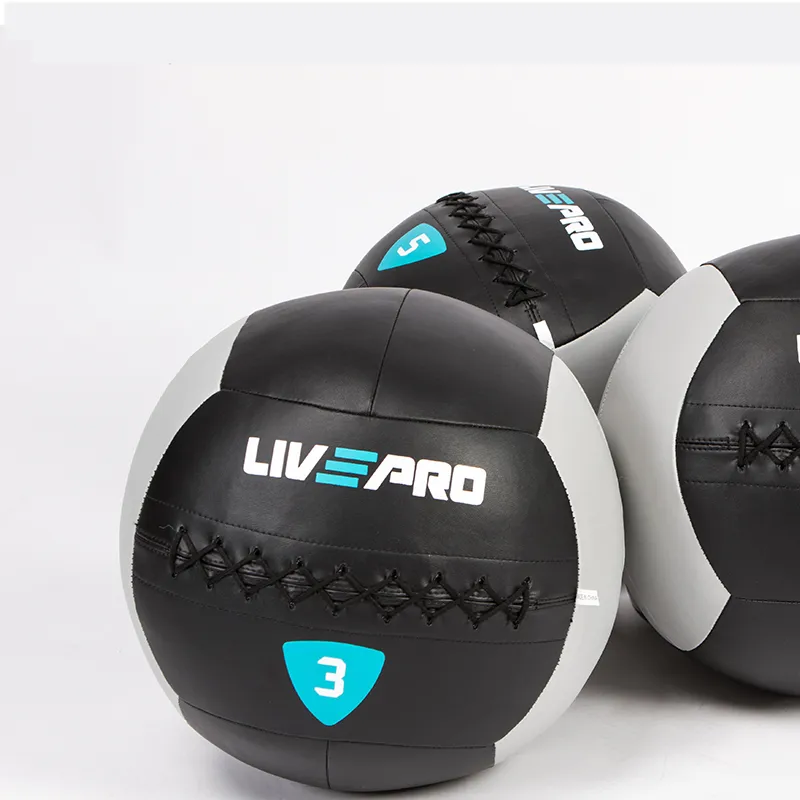 LIVEPRO grosir 3kg 5kg 8kg 10kg 12kg angkat berat Gym latihan kebugaran PVC karet dinding bola obat lembut