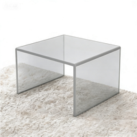 Table basse carrée moderne en acrylique pour hôtel, en verre trempé transparent, courbée, façonnée et découpée