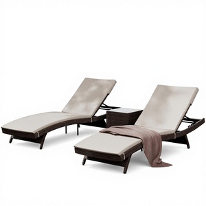 Ensemble <span class=keywords><strong>de</strong></span> chaises longues en rotin moderne Phoenix Pamapic à pieds coniques, 3 pièces, dossier réglable, <span class=keywords><strong>coussin</strong></span> amovible, pour l'extérieur - Product Image 4