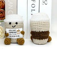 Poupée en peluche Amigurumi tasse à café faite à la main, pour le soutien émotionnel, avec carte, pour compagnon de bureau, collègues, mini coffret cadeau