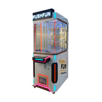 Machine à prix PUSHFUN multi-niveaux entièrement transparente, éclairée par néons RGB, commerciale, à monnayeur, jeu d'arcade Push Win pour centre commercial