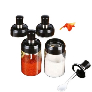 Wholesale 250 ml Kitchen Storage Container Spice Seasoning Bottle Glass Salt Sugar Sealed Jar With Brush and Spoon Oil Pot - Product Image 2