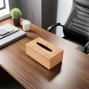 กล่องทิชชู่ไม้ไผ่สี่เหลี่ยมทนต่อหน้าพร้อมก้นเลื่อนสำหรับบ้านและโรงแรม - Product Image 4