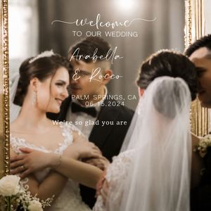 Wedding Mirror Decal Custom Welcome Sign Vinyl Lettering <b>Sticker</b>, <b>Personalized</b> Wedding Decor with Couple Names Date - Product Image 5