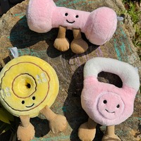 Nouveau mignon 3D Fitness porte-clés haltères Kettlebells Barbell plaques en peluche sac charme cadeaux appropriés pour les amateurs de Fitness