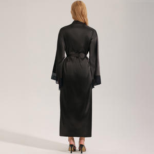 Robe <span class=keywords><strong>de</strong></span> chambre en satin noir Lumee avec dentelle satinée, sexy, pour femmes, vêtements <span class=keywords><strong>de</strong></span> maison printemps-été, robe <span class=keywords><strong>de</strong></span> <span class=keywords><strong>nuit</strong></span>, robe <span class=keywords><strong>de</strong></span> chambre en satin pour femme - Product Image 4