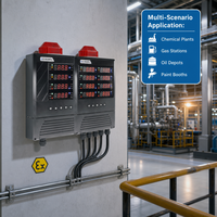 Contrôleur de détection multi-gaz ZA100, 8 canaux, panneau d'alarme fixe pour gaz avec transmission sans fil 5KM