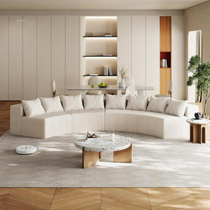 Modern Corduroy Curved Sectional <b>Sofa</b> Set with 8 <b>Pillows</b> Modular Semi-Circular Compression <b>Sofa</b> for Apartment & Hotel Bedroom - Product Image 1