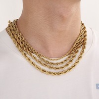Collier Hiphop Classique à Chaîne Simple, Résistant et Poli, Essentiel, Masculin, en Acier Inoxydable, Accessoires en Gros MGBC284