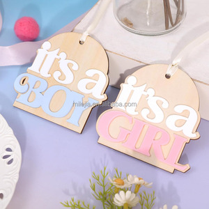 Decoración para Fiestas, Accesorios para Fotos, Letreros de Madera '<span class=keywords><strong>Es</strong></span> <span class=keywords><strong>un</strong></span> Niño', '<span class=keywords><strong>Es</strong></span> una Niña', Letrero 'Hola Mundo', Anuncio de Género, Tablero de Anuncio de Recién Nacido - Product Image 4