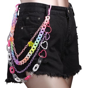 Heart Shape Floral Waist <b>Chain</b> Plastic Women's Party Accessory Colorful Punk Style Detachable <b>Chain</b> - Product Image 1