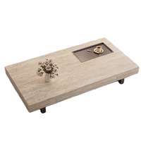 Table basse carrée suspendue contemporaine en marbre noir rose de qualité supérieure, style minimaliste italien, table de salon de luxe