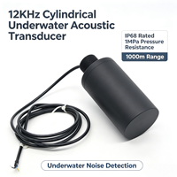 Transduser Akustik Bawah Air Silindris Omni-directional 12kHz Jangkauan 10000m Hidrofon POM untuk Pemantauan Kebisingan Bawah Air
