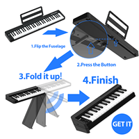 Piano portable léger et multifonctionnel Bx18 à 61 touches, clavier musical électronique pliable avec application d'enseignement de la musique