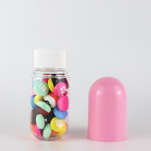 Nouveau design 60ml capsule <span class=keywords><strong>forme</strong></span> <span class=keywords><strong>bleu</strong></span> <span class=keywords><strong>rose</strong></span> clair <span class=keywords><strong>bouteille</strong></span> corps coloré bouchon <span class=keywords><strong>bouteille</strong></span> <span class=keywords><strong>en</strong></span> plastique pour bonbons alimentaire emballage conteneur - Product Image 5