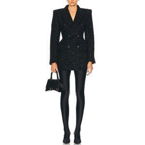 OEM ODM High Quality Fashion Design Black Oversized <strong>Jackets</strong> for Women <strong>Tweed</strong> Double Breasted Custom <strong>Ladies</strong> blazer Office <strong>Jacket</strong> - Product Image 4