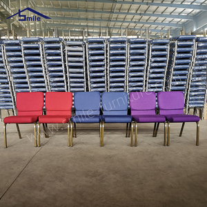 Sedie Impilabili in Metallo e Tessuto per Auditorium, Teatro e Chiesa, Design Moderno OEM, Vari Colori, Vendita all'Ingrosso - Product Image 3