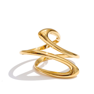 Jinyow 2364 minimalista impermeabile oro placcato in acciaio inox a spirale anello di <span class=keywords><strong>Design</strong></span> per gioielli da donna per abbigliamento da festa - Product Image 1