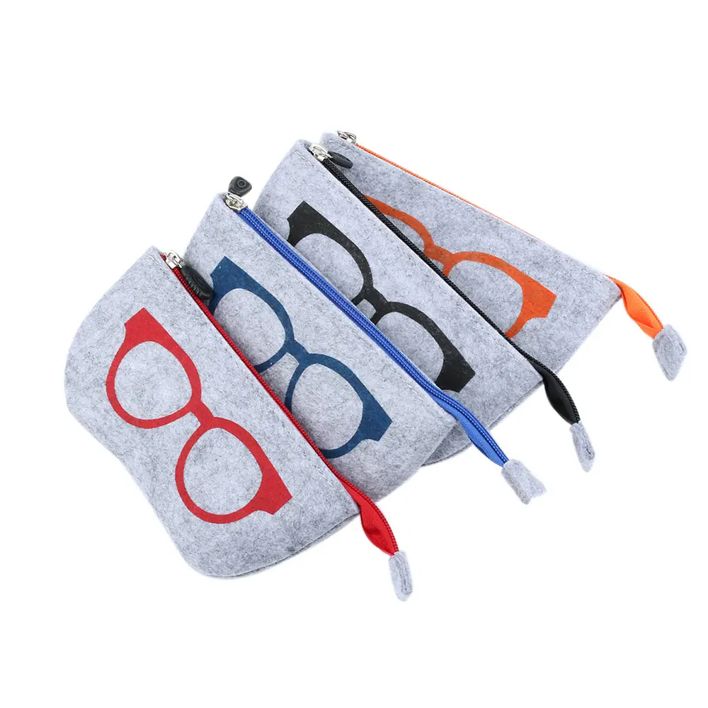 Taşınabilir gözlük çanta durumda yumuşak keçe fermuar gözlük çanta çanta makyaj kutusu kılıfı