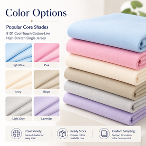 Tissu jersey simple 32S 165GSM 185CM en polyester haute élasticité effet coton pour T-shirts 8101 - Product Image 5