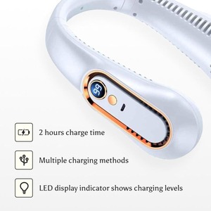 พัดลมคล้องคอแบบพกพา ชาร์จผ่าน USB พับเก็บได้ มอเตอร์ไร้แปรงถ่าน พัดลมระบายความร้อนส่วนตัวขนาดเล็ก สำหรับรถยนต์ รถบ้าน โรงแรม - Product Image 3