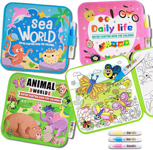Libri da colorare ad acqua riutilizzabili per bambini: Set da <span class=keywords><strong>3</strong></span> libri magici da colorare ad acqua senza disordine - Libri da dipingere con acqua - Product Image 1