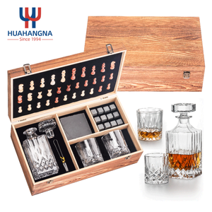 Premium Lead Free Crystal Glass Whiskey Decanter Set with Chess Board and Stones in Wooden <b>Box</b> for Corporate <b>Gift</b> - Product Image 1