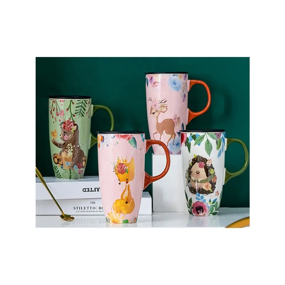 Forest animals series Cup funny pretty cute cartoon mug deer hedgehog fox business gift holiday personality fun pattern color