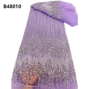 New Arrived Nigerian Glitter Party Lace Fabric Purple Color Women's Lace Fabrics For Clothing