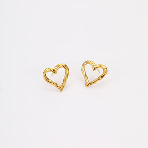 2025 nouveau Vintage coeur amour plaqué or boucles d'oreilles femmes géométrie évider en acier inoxydable boucles d'oreilles étanche cadeau bijoux - Product Image 5