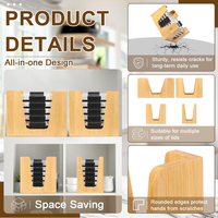 Organisateur de couvercles en bambou empilable et durable pour rangement de placards de cuisine