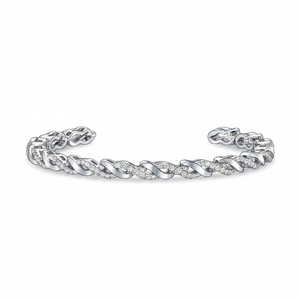 Bracelet élégant pour femme en or blanc 14 carats serti de diamants véritables taille brillant, certifié IGL, 7 pouces, idéal pour les fiançailles - Product Image 2