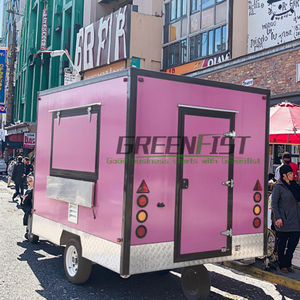 작은 핑크 스테인레스 스틸 모바일 식품 트레일러 냉장고 녹 방지 핫도그 카트 - Product Image 2