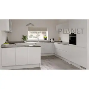 Luxo branco clássico casa cozinha móveis com ilha Matte alta qualidade armário modular cozinha