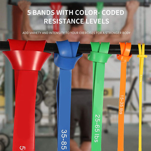 High Quality TPE Resistance <strong>Loop</strong> Bands-5 Resistance Levels Durable &amp; Waterproof for Gym Fitness Yoga Exercises - Product Image 3