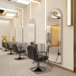 Estación de Planchado y Espejo Todo en Uno de Lujo Moderno, Espejo de Pared Metálico para Barbería y Peluquería con Luz Interna para Hoteles - Product Image 1