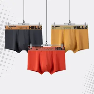 Hot Koop Hello Mid Taille Plus Size Modal Katoen Ondergoed Zachte Ademende Mannen Boxer Briefs