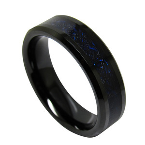 Anello nuziale in tungsteno nero da 6mm con nodo celtico interno blu stile classico per regalo di fidanzamento religioso cristiano - Product Image 1