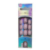 Lot de 24 faux ongles en amande pour enfants, sans colle, forme dessin animé, longueur moyenne, application facile et sûre, capsules à presser, OEM