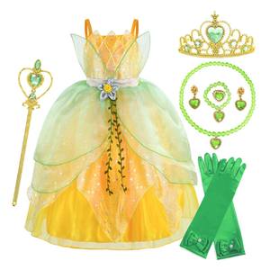 Enfant fête d'anniversaire Halloween fantaisie <span class=keywords><strong>robe</strong></span> <span class=keywords><strong>de</strong></span> bal habiller <span class=keywords><strong>la</strong></span> <span class=keywords><strong>grenouille</strong></span> filles <span class=keywords><strong>princesse</strong></span> Tiana Costume DPTC-002 - Product Image 2