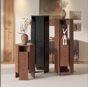 Tabouret de maison en bois hexagonal pliable, design moderne, empilable, pour salon et chambre, pouf de salle à manger - Product Image 5