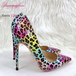 12cm Elegante Estampado de leopardo Mujer Bombas Sexy Tacones de aguja Sandalias en tamaño más grande <span class=keywords><strong>45</strong></span> Tacones altos Zapatos de novia - Product Image 4