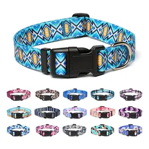 Wholesale Custom Print Pet Collar Sublimation Personalized Adjustable Soft Dog Collars With Label